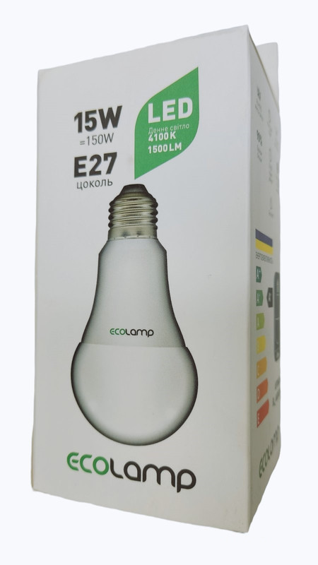 Лампа світлодіодна ECOLAMP, 15 Вт, (EL-A6515274100)